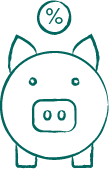 Piggy bank with savings rates