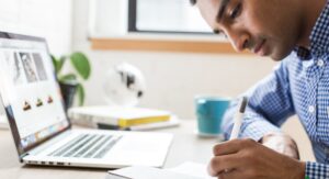 Man studying at computer